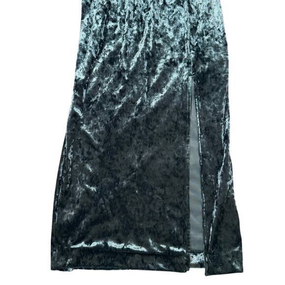 & Other Stories Velvet Keyhole Back Midi Dress Long Sleeve Teal Green Size 4 - Picture 5 of 15
